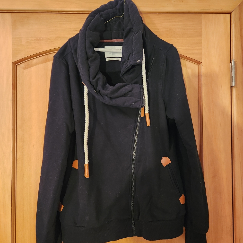 Wanakome Black Bomber Jacket with Tan Details
